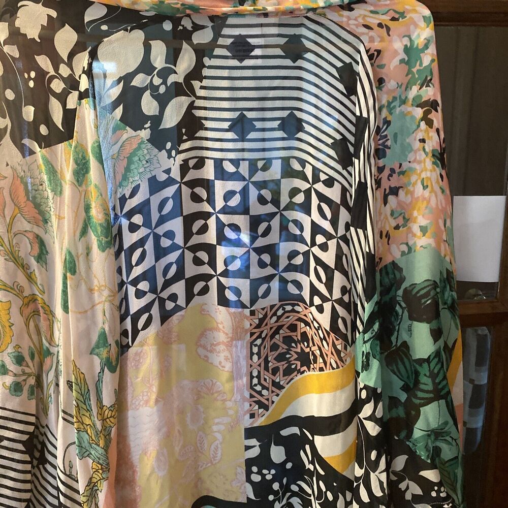 Anthropologie Sheer Floral Patterned Kimono Coverup Beach Robe Women’s One Size - Picture 3 of 10